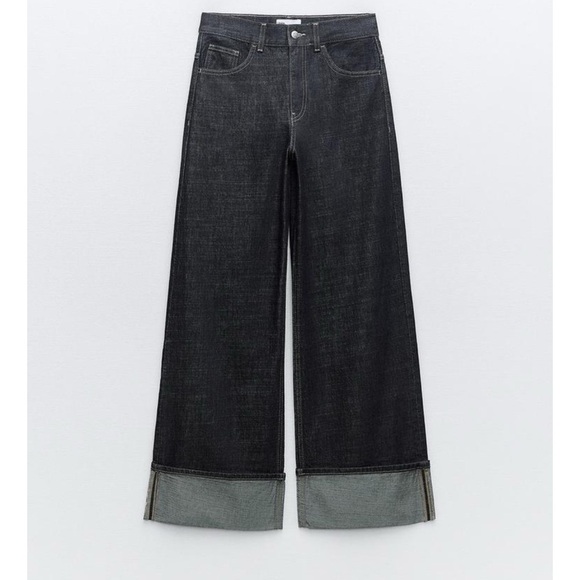 Zara Relaxed Indigo Jeans High Waist Wide Leg Size 4 NWOT - Picture 6 of 17